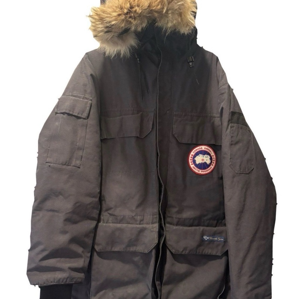Canada Goose Men's Dark Gray Parka Jacket with Fur Hood